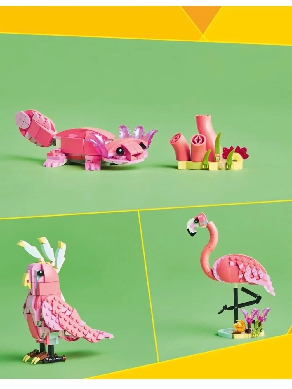 Lego Pink Flamingo, Cockatoo, or Axolotl